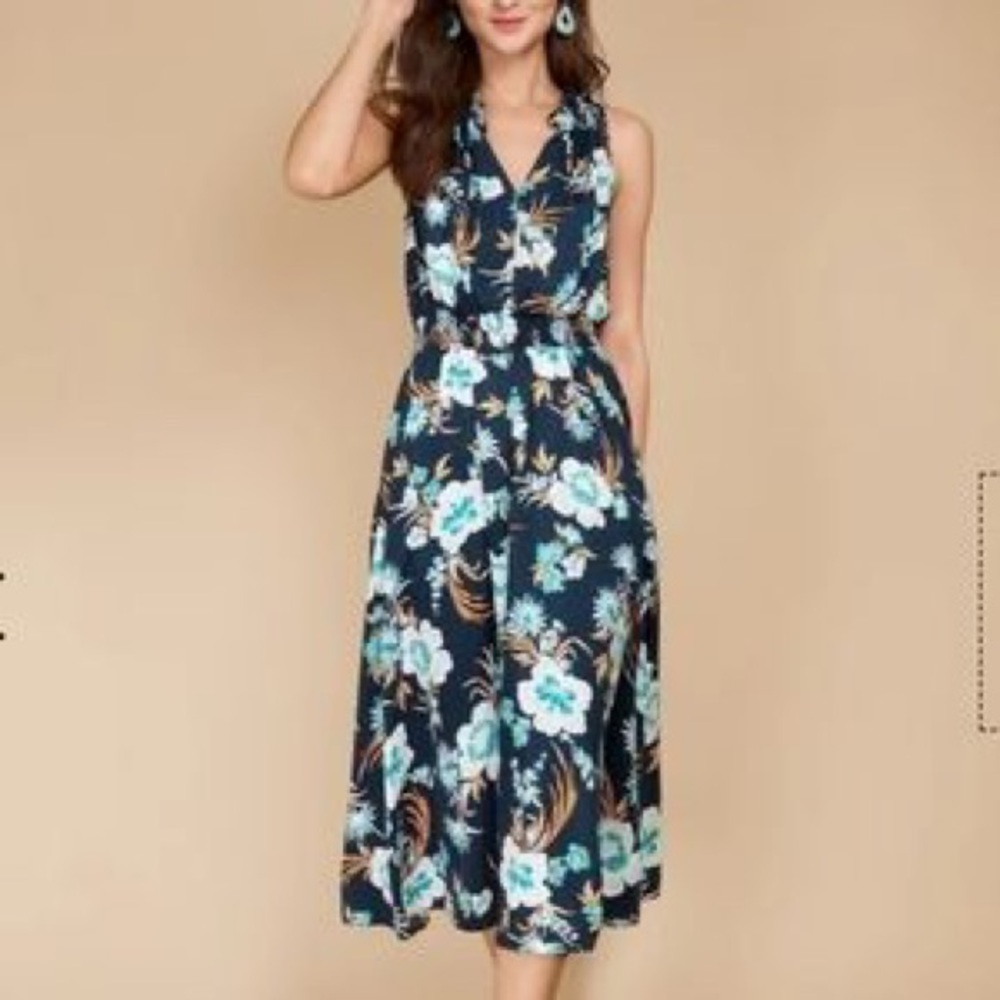 NWT Ann Taylor PETITE FLORAL RUFFLE SMOCKED DRESS